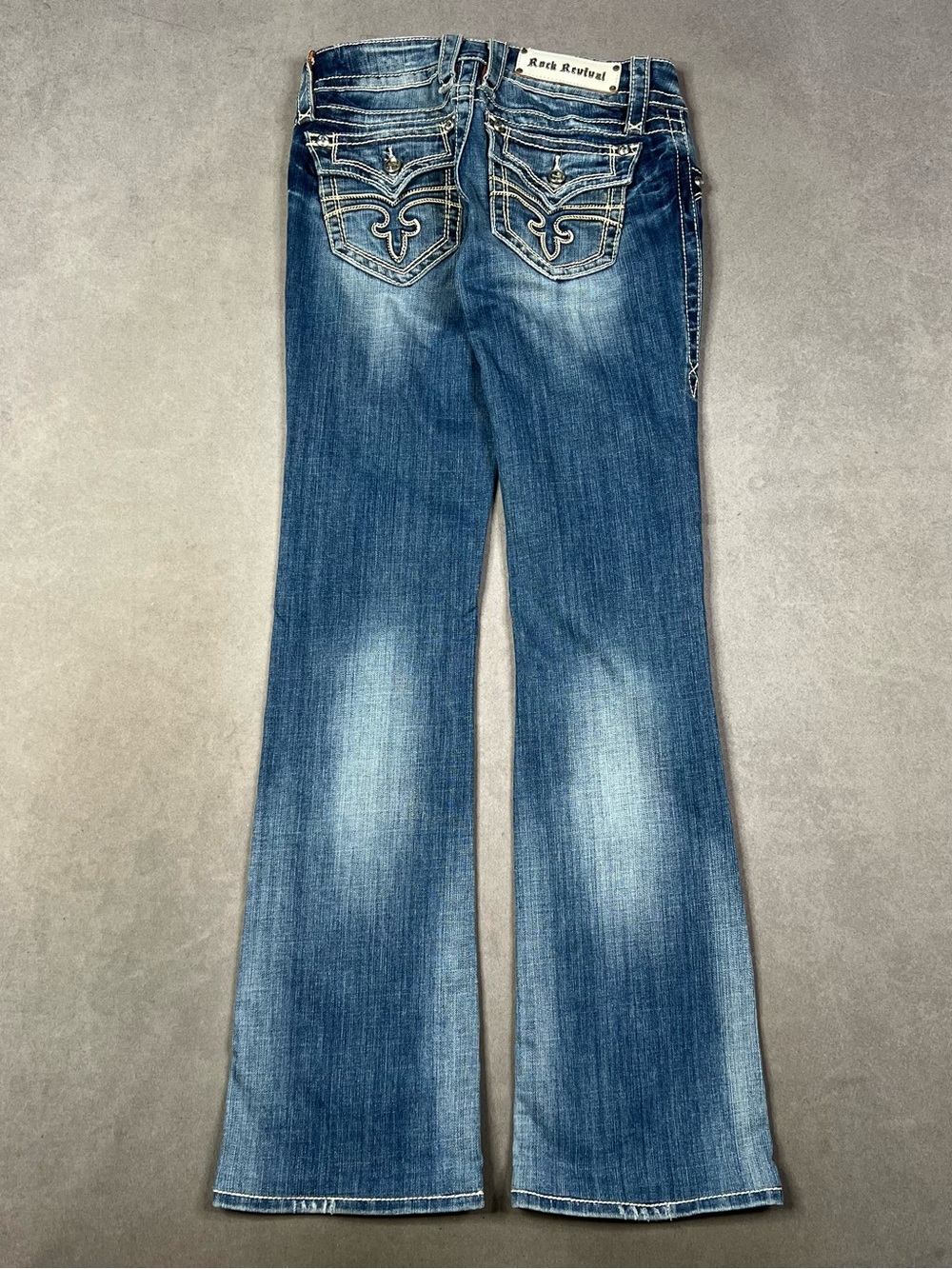 Rock Revival Blue Flare Jeans with Embroidered Back Pockets